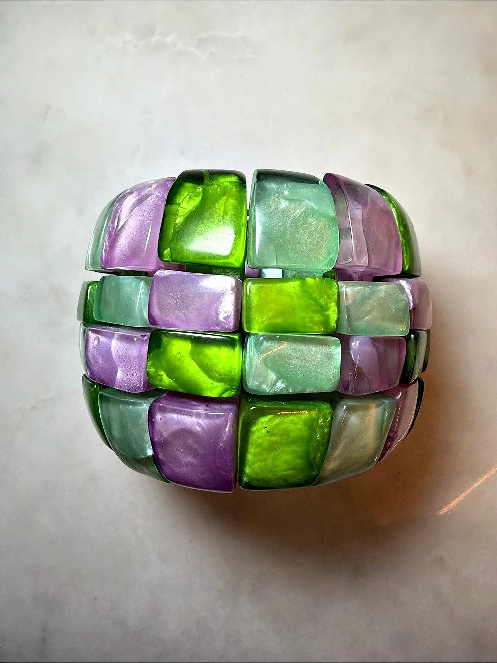 Dominique Denaive Multicolor Chunky Resin Stretch Cuff Bracelet